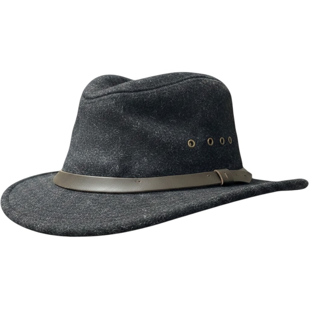 Filson 60025LE Mens Large Gray 100% Virgin Wool Packer Hat Made in USA Leather